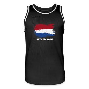 Netherlands Holland flag flag - Men's Basketball Jersey - black/white - Front - AI Model Male 185 dark (185cm)