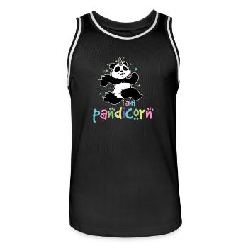 Pandicorn - Pandahorn - Panda - Horn - Men's Basketball Jersey - black/white - Front - AI Model Male 185 dark (185cm)