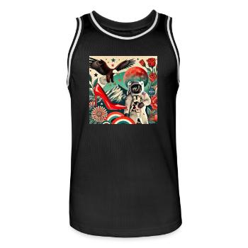 Surreales Design, Falke, Weltraum, High heels - Männer Basketball-Trikot - Schwarz/Weiß - Vorne - AI Model Male 185 dark (185cm)