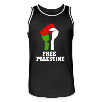 Free palestine - Maillot de basket Homme - noir/blanc - Devant - AI Model Male 185 dark (185cm)