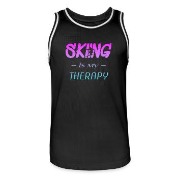 skiing is my therapy - Männer Basketball-Trikot - Schwarz/Weiß - Vorne - AI Model Male 185 dark (185cm)
