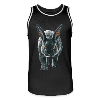 Kaninchen - Männer Basketball-Trikot - Schwarz/Weiß - Vorne - AI Model Male 185 dark (185cm)