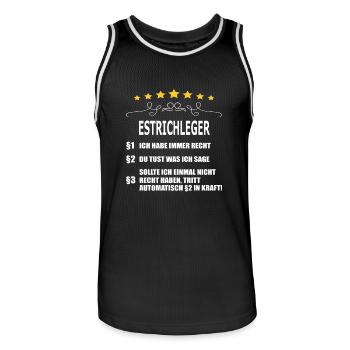 ESTRICHLEGER - Männer Basketball-Trikot - Schwarz/Weiß - Vorne - AI Model Male 185 dark (185cm)