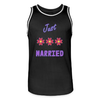 ICH HABE GERADE GEHEIRATET. Junggesellinnenabschied. HEILIGER VALENTINSTAG. PAAR. HERZ - Männer Basketball-Trikot - Schwarz/Weiß - Vorne - AI Model Male 185 dark (185cm)