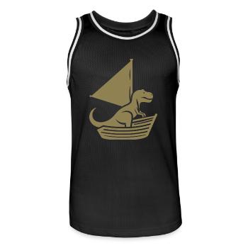 Cooler Sommer Segelboot T-Rex Silhouette - Männer Basketball-Trikot - Schwarz/Weiß - Vorne - AI Model Male 185 dark (185cm)