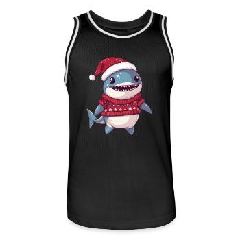 Bande dessinée de Noël requin - Maillot de basket Homme - noir/blanc - Devant - AI Model Male 185 dark (185cm)