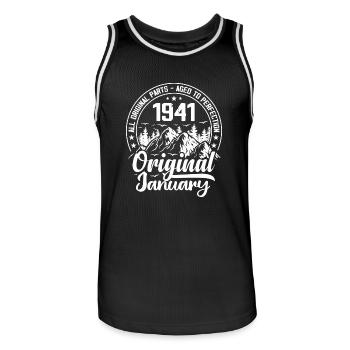 Januar 1941 Original Geschenk zum 83-jährigen Jubiläum - Männer Basketball-Trikot - Schwarz/Weiß - Vorne - AI Model Male 185 dark (185cm)