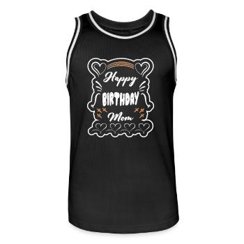 Happy birthday Mom 2025 T-shirt - Men's Basketball Jersey - black/white - Front - AI Model Male 185 dark (185cm)