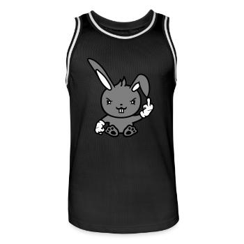 Hase Mittelfinger Zeigen Böse Frech Beleidigend - Männer Basketball-Trikot - Schwarz/Weiß - Vorne - AI Model Male 185 dark (185cm)