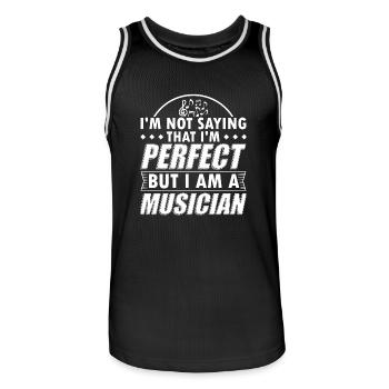 Musicien drôle Musique shirt pas parfait - Maillot de basket Homme - noir/blanc - Devant - AI Model Male 185 dark (185cm)