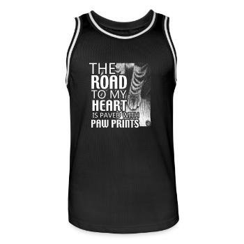 The Road To My Heard is Paved with Paw Prints - Men's Basketball Jersey - black/white - Front - AI Model Male 185 dark (185cm)