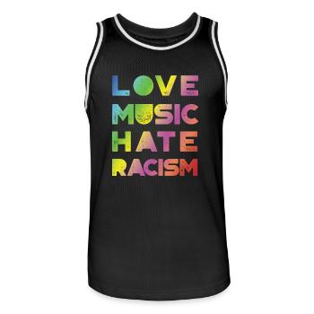 Love Music Hate Rasicm - Rainbow - Männer Basketball-Trikot - Schwarz/Weiß - Vorne - AI Model Male 185 dark (185cm)