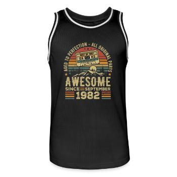 Birthday September 1982 Vintage September 1982 - Men's Basketball Jersey - black/white - Front - AI Model Male 185 dark (185cm)