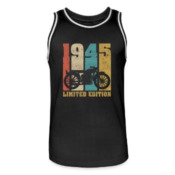 Vintage Motorrad 1945 Retro Geburtstagsgeschenk - Männer Basketball-Trikot - Schwarz/Weiß - Vorne - AI Model Male 185 dark (185cm)