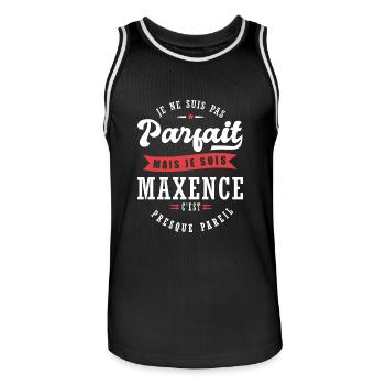 Maxence Parfait Cadeau prenom maxence - Maillot de basket Homme - noir/blanc - Devant - AI Model Male 185 dark (185cm)