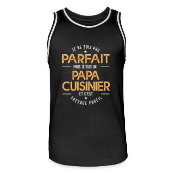je suis un papa Cuisinier humour chef restaurant - Maillot de basket Homme - noir/blanc - Devant - AI Model Male 185 dark (185cm)