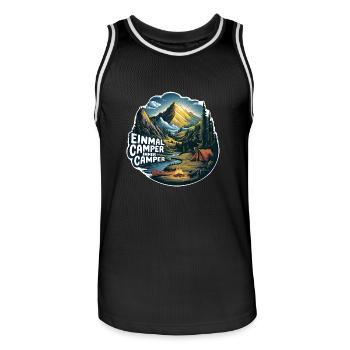 Einmal Camper immer Camper Naturerlebnis pur - Männer Basketball-Trikot - Schwarz/Weiß - Vorne - AI Model Male 185 dark (185cm)