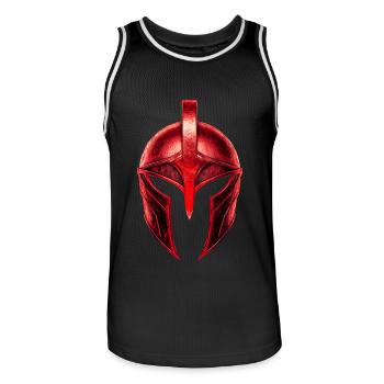 Spartaner Helm Symbol Rot Gladiator - Männer Basketball-Trikot - Schwarz/Weiß - Vorne - AI Model Male 185 dark (185cm)