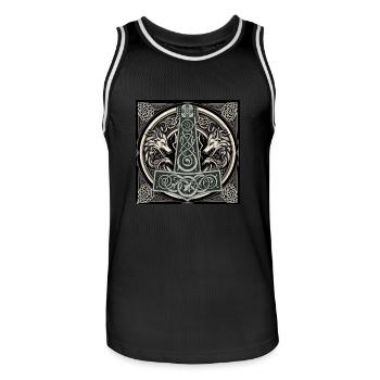 Mjölnir 5 - Männer Basketball-Trikot - Schwarz/Weiß - Vorne - AI Model Male 185 dark (185cm)