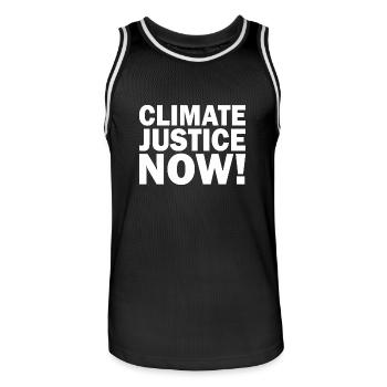 Climate justice now - Men's Basketball Jersey - black/white - Front - AI Model Male 185 dark (185cm)