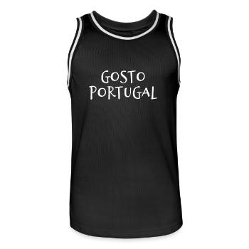 Ich mag Portugal - auf Portugiesisch - Männer Basketball-Trikot - Schwarz/Weiß - Vorne - AI Model Male 185 dark (185cm)