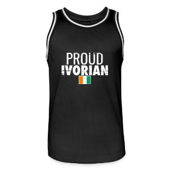 Fier Drapeau Ivoirien Vintage de la Côte d’Ivoire - Maillot de basket Homme - noir/blanc - Devant - AI Model Male 185 dark (185cm)
