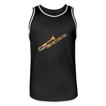 Trombone Geometric - Men's Basketball Jersey - black/white - Front - AI Model Male 185 dark (185cm)