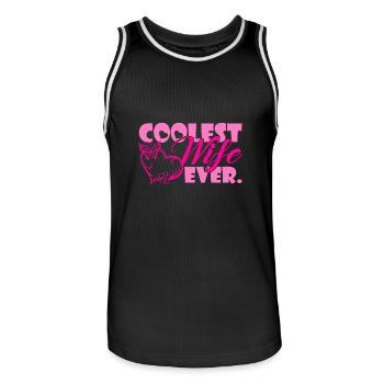 Coolest Wife Ever - Men's Basketball Jersey - black/white - Front - AI Model Male 185 dark (185cm)
