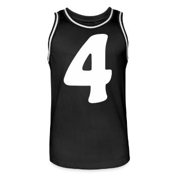 Vier: Minimalistische Ziffer 4 | Vierter - Männer Basketball-Trikot - Schwarz/Weiß - Vorne - AI Model Male 185 dark (185cm)