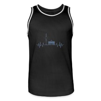 Berlin Heartbeat Design TV Tower and - Men's Basketball Jersey - black/white - Front - AI Model Male 185 dark (185cm)