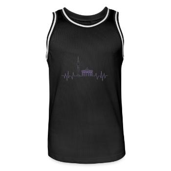 Berlin Heartbeat Design TV Tower and - Men's Basketball Jersey - black/white - Front - AI Model Male 185 dark (185cm)