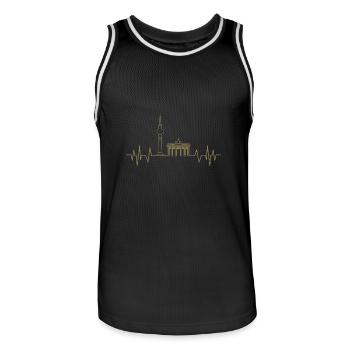 Berlin Heartbeat Design TV Tower and - Men's Basketball Jersey - black/white - Front - AI Model Male 185 dark (185cm)