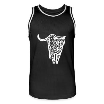 White Cat Cat White Cats Gift - Men's Basketball Jersey - black/white - Front - AI Model Male 185 dark (185cm)