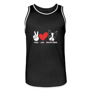 Boston Terrier - Männer Basketball-Trikot - Schwarz/Weiß - Vorne - AI Model Male 185 dark (185cm)