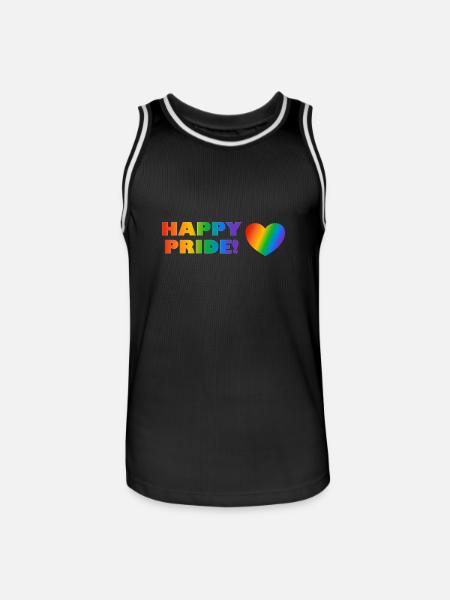 Happy Pride Rainbow Heart LGBTQ - Men's Basketball Jersey - black/white