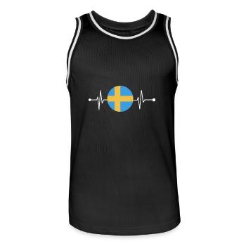 Suède Suédois Heartbeat - Maillot de basket Homme - noir/blanc - Devant - AI Model Male 185 dark (185cm)