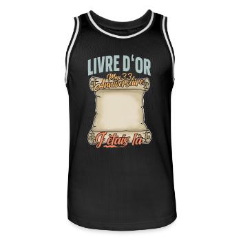 33e Anniversaire Livre D'or 33 Ans Fête Livre D'or - Maillot de basket Homme - noir/blanc - Devant - AI Model Male 185 dark (185cm)