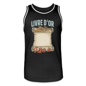 16e Anniversaire Livre D'or 16 Ans Fête Livre D'or - Maillot de basket Homme - noir/blanc - Devant - AI Model Male 185 dark (185cm)