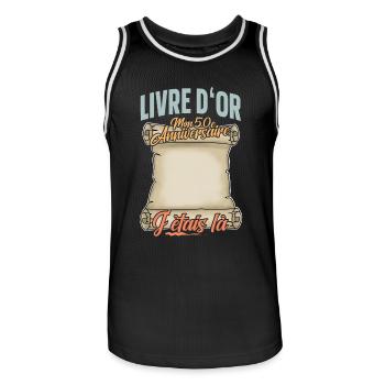 50e Anniversaire Livre D'or 50 Ans Fête Livre D'or - Maillot de basket Homme - noir/blanc - Devant - AI Model Male 185 dark (185cm)