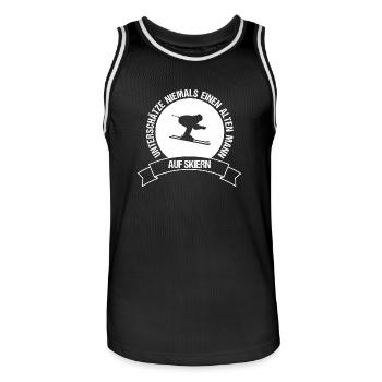 Unterschätze niemals einen alten Mann auf Skiern - Männer Basketball-Trikot - Schwarz/Weiß - Vorne - AI Model Male 185 dark (185cm)
