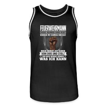 FEUERWEHRMANN - Ehre und Stolz - Männer Basketball-Trikot - Schwarz/Weiß - Vorne - AI Model Male 185 dark (185cm)