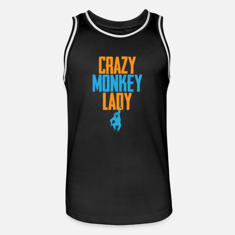 Crazy Monkey Lady - Maglia da basket per uomo - nero/bianco