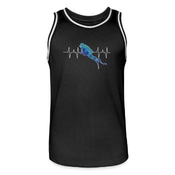 Plongée - Plongée sous-marine - Plongée sous-marine - Battement de coeur - Maillot de basket Homme - noir/blanc - Devant - AI Model Male 185 dark (185cm)