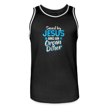 Organ Donor Saved by Jesus Gift - Men's Basketball Jersey - black/white - Front - AI Model Male 185 dark (185cm)