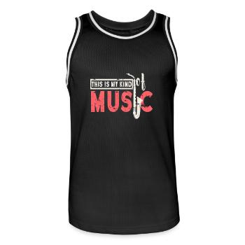 Saxophone - Maillot de basket Homme - noir/blanc - Devant - AI Model Male 185 dark (185cm)
