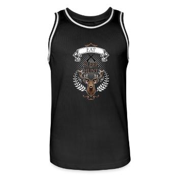 Eat, Sleep, Hunt! - Men's Basketball Jersey - black/white - Front - AI Model Male 185 dark (185cm)
