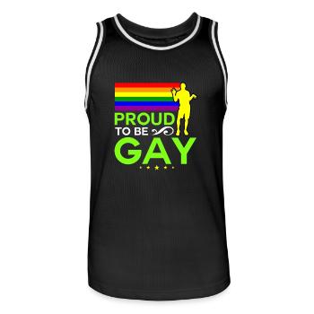 Fier d'être gay - Maillot de basket Homme - noir/blanc - Devant - AI Model Male 185 dark (185cm)