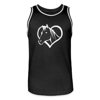 Cheval, coeur, équitation - Maillot de basket Homme - noir/blanc - Devant - AI Model Male 185 dark (185cm)