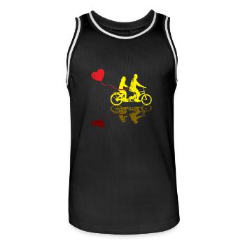 Hochzeitsgeschenk Fahrrad Tandem Geschenk - Männer Basketball-Trikot - Schwarz/Weiß - Vorne - AI Model Male 185 dark (185cm)