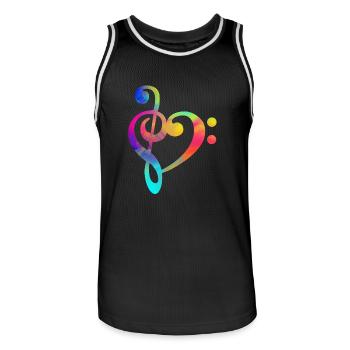 Clef Bass Clef Shirt Music Musician - Men's Basketball Jersey - black/white - Front - AI Model Male 185 dark (185cm)